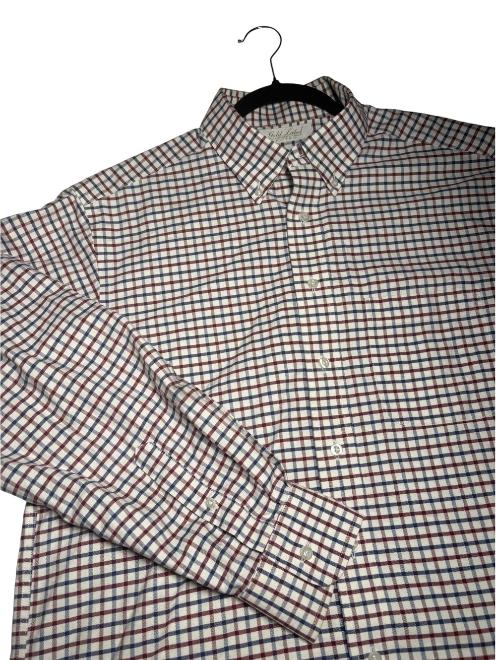 Roundtree & Yorke Gold Label Cotton Oxford Navy Check Fitted Men's 16/34 Shirt